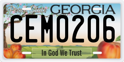 GA license plate CEM0206