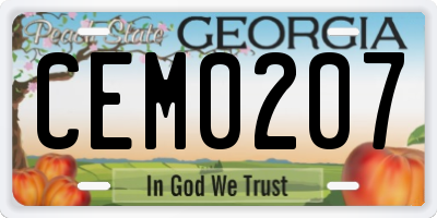 GA license plate CEM0207