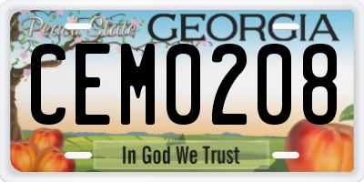 GA license plate CEM0208