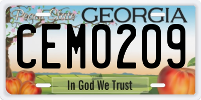 GA license plate CEM0209