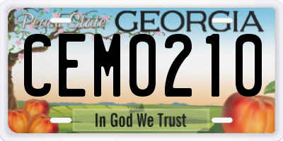 GA license plate CEM0210