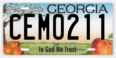 GA license plate CEM0211