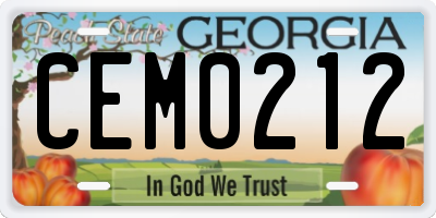 GA license plate CEM0212