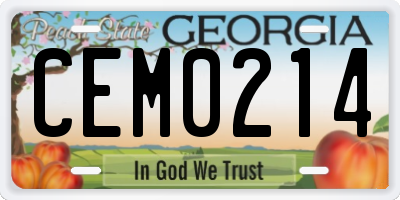 GA license plate CEM0214