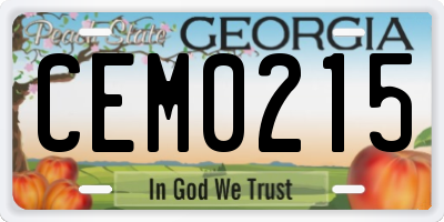 GA license plate CEM0215