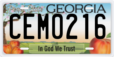 GA license plate CEM0216