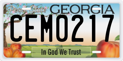 GA license plate CEM0217