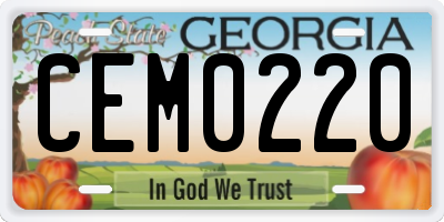 GA license plate CEM0220