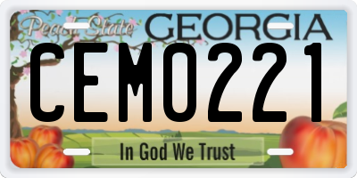 GA license plate CEM0221