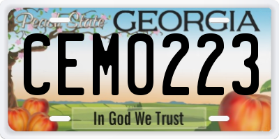 GA license plate CEM0223
