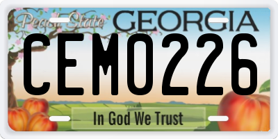 GA license plate CEM0226