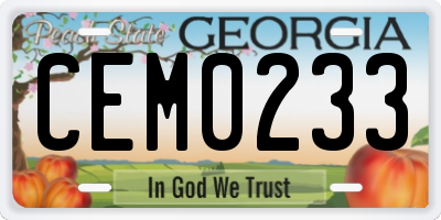 GA license plate CEM0233