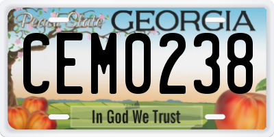 GA license plate CEM0238