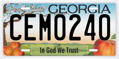 GA license plate CEM0240