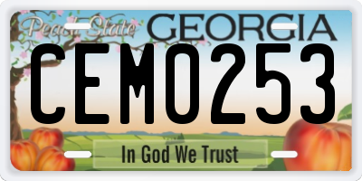 GA license plate CEM0253