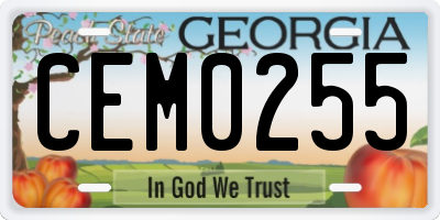 GA license plate CEM0255