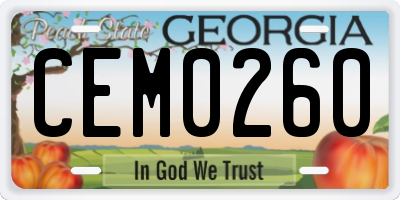 GA license plate CEM0260