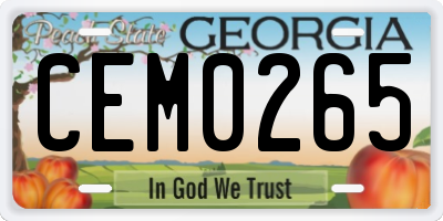 GA license plate CEM0265