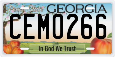 GA license plate CEM0266
