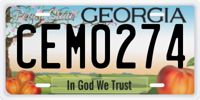 GA license plate CEM0274