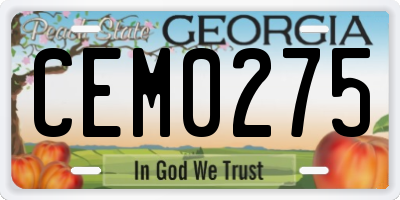 GA license plate CEM0275