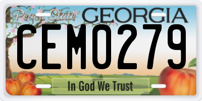 GA license plate CEM0279