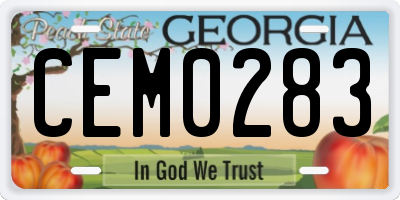 GA license plate CEM0283