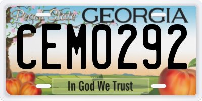GA license plate CEM0292