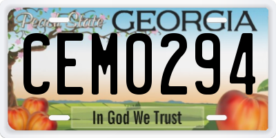 GA license plate CEM0294