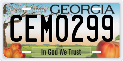 GA license plate CEM0299