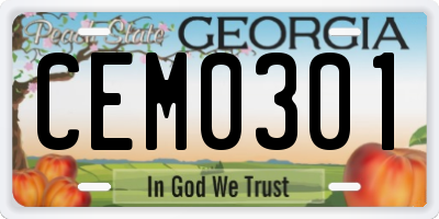 GA license plate CEM0301