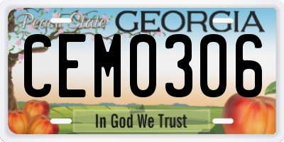 GA license plate CEM0306