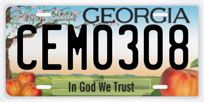 GA license plate CEM0308