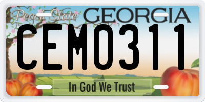 GA license plate CEM0311