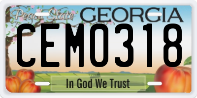 GA license plate CEM0318