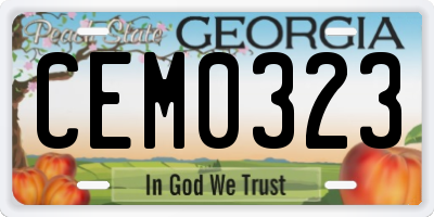 GA license plate CEM0323