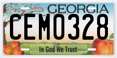 GA license plate CEM0328