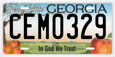 GA license plate CEM0329