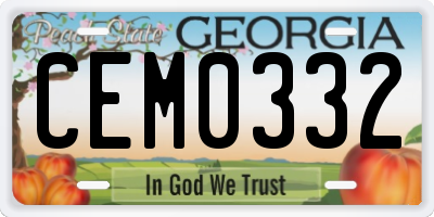 GA license plate CEM0332