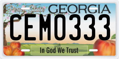 GA license plate CEM0333