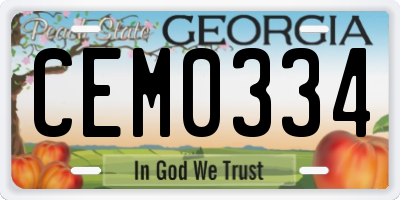 GA license plate CEM0334