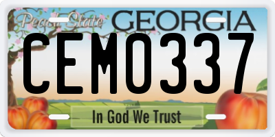 GA license plate CEM0337