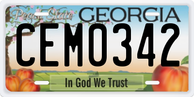 GA license plate CEM0342