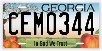 GA license plate CEM0344
