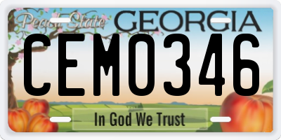 GA license plate CEM0346