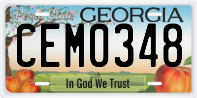 GA license plate CEM0348