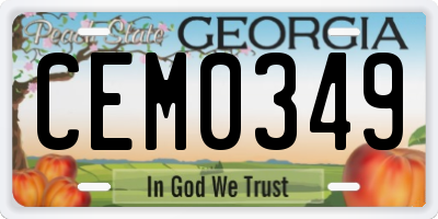 GA license plate CEM0349