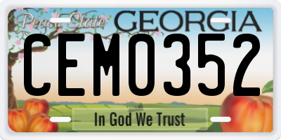 GA license plate CEM0352