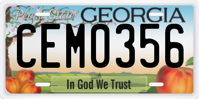 GA license plate CEM0356