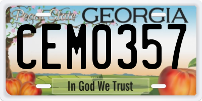 GA license plate CEM0357